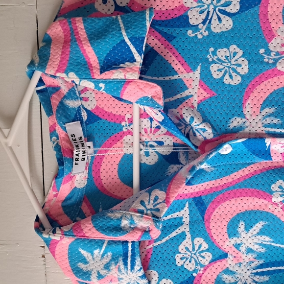 Frankie's Bikinis Hunter Mesh Button Up Shirt Tropic Love SZ S & M - Picture 3 of 11